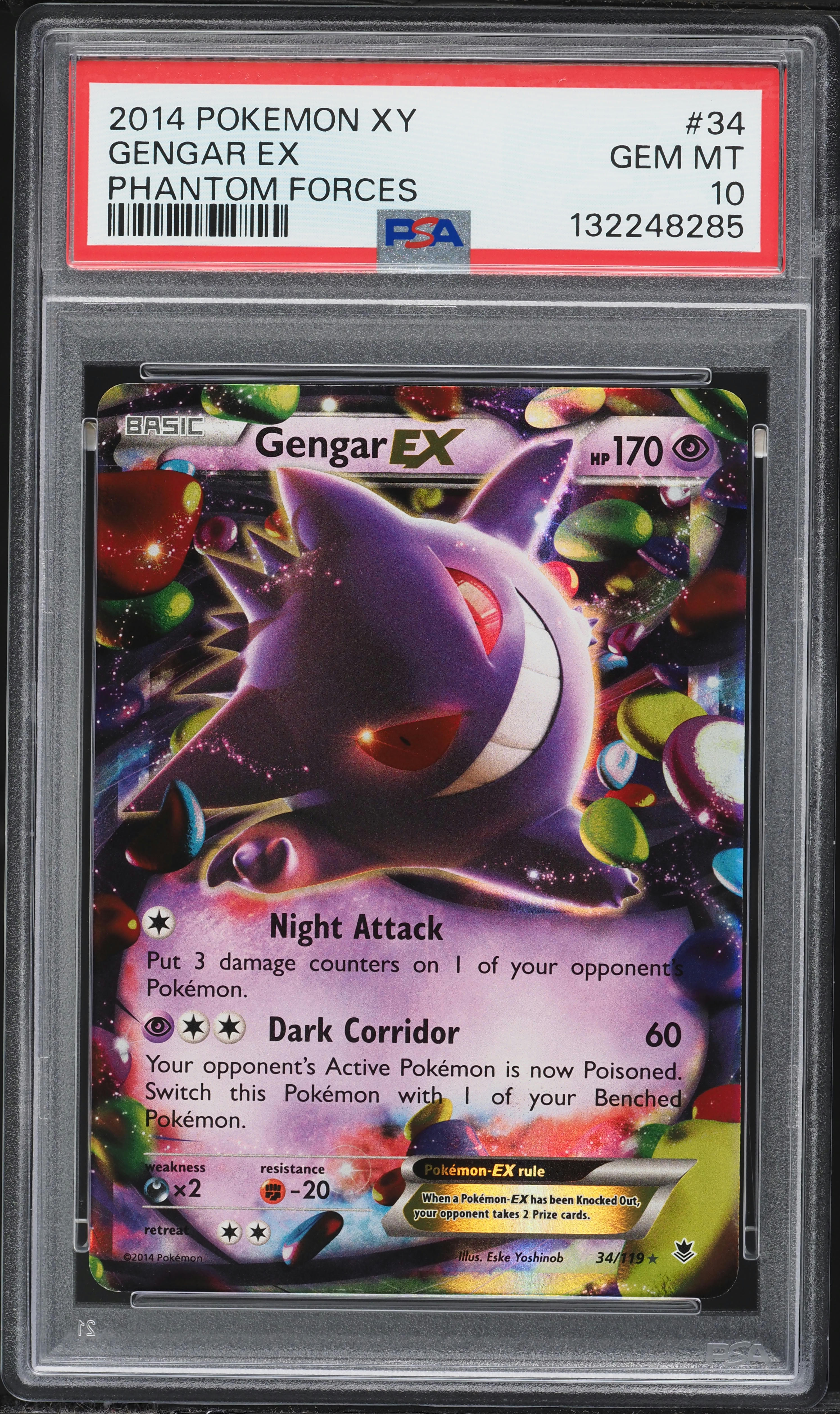 2014 Pokemon XY Phantom Forces Gengar EX #34 PSA 10 GEM MINT on