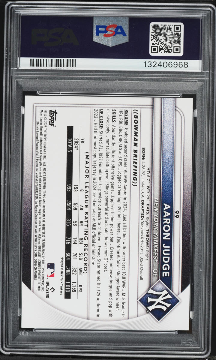 2025 Bowman Aaron Judge #99 PSA 9 MINT