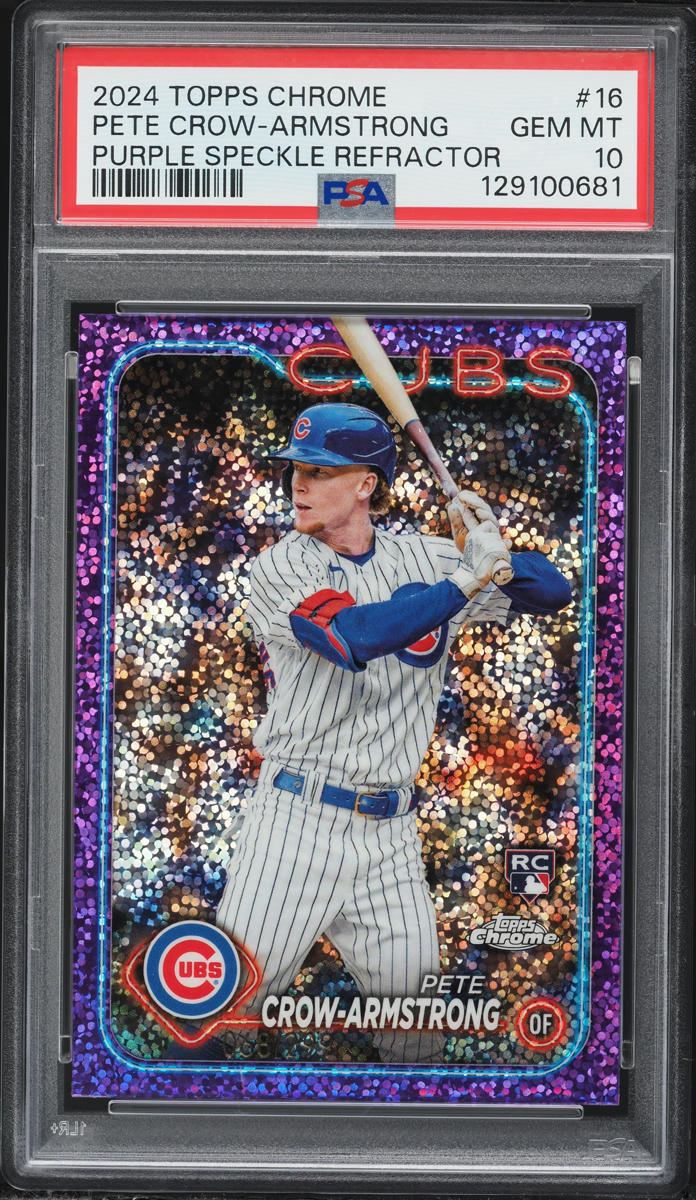 2024 Topps Chrome Purple Speckle Refractor Pete Crow-Armstrong ROOKIE /299 #16 PSA 10 GEM MINT