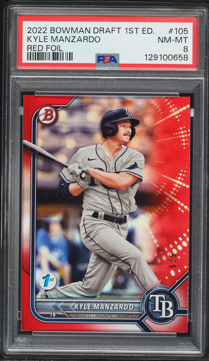 2022 Bowman Draft 1st Edition Red Foil Kyle Manzardo ROOKIE 5/5 #BD-105 PSA 8 NM-MT