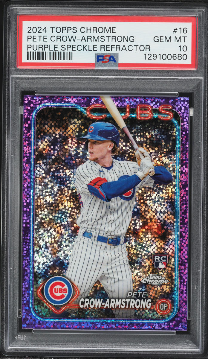 2024 Topps Chrome Purple Speckle Refractor Pete Crow-Armstrong ROOKIE /299 #16 PSA 10 GEM MINT