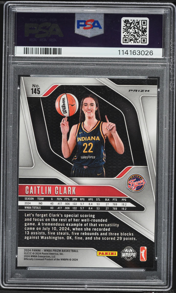 2024 Panini Prizm WNBA Silver Caitlin Clark ROOKIE #145 PSA 10 GEM MINT