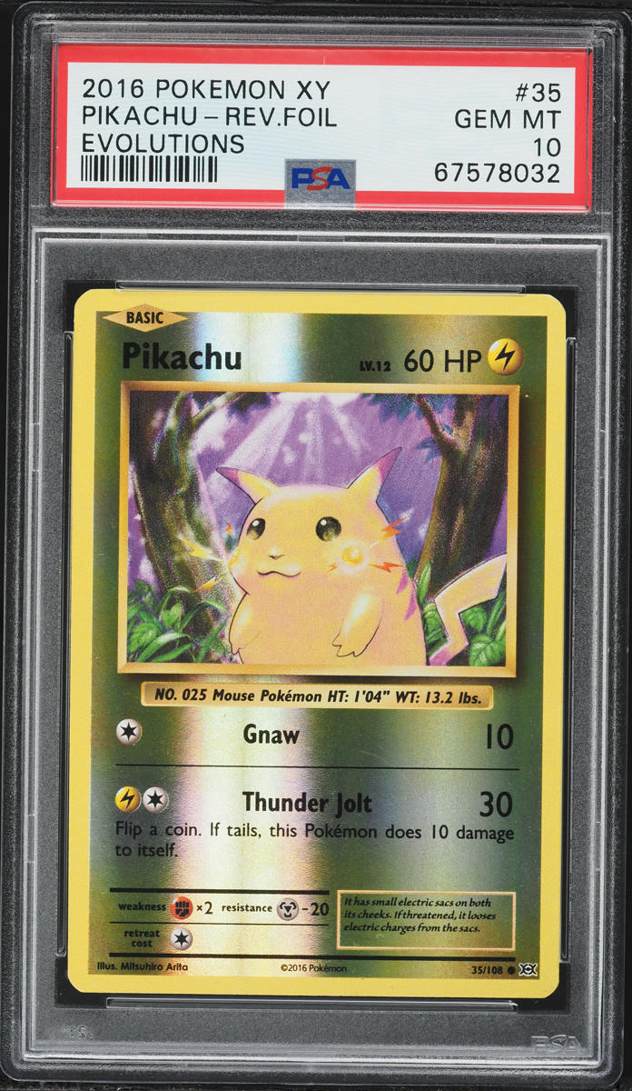 2016 Pokemon XY Evolutions Reverse Holo Pikachu #35 PSA 10 GEM MINT