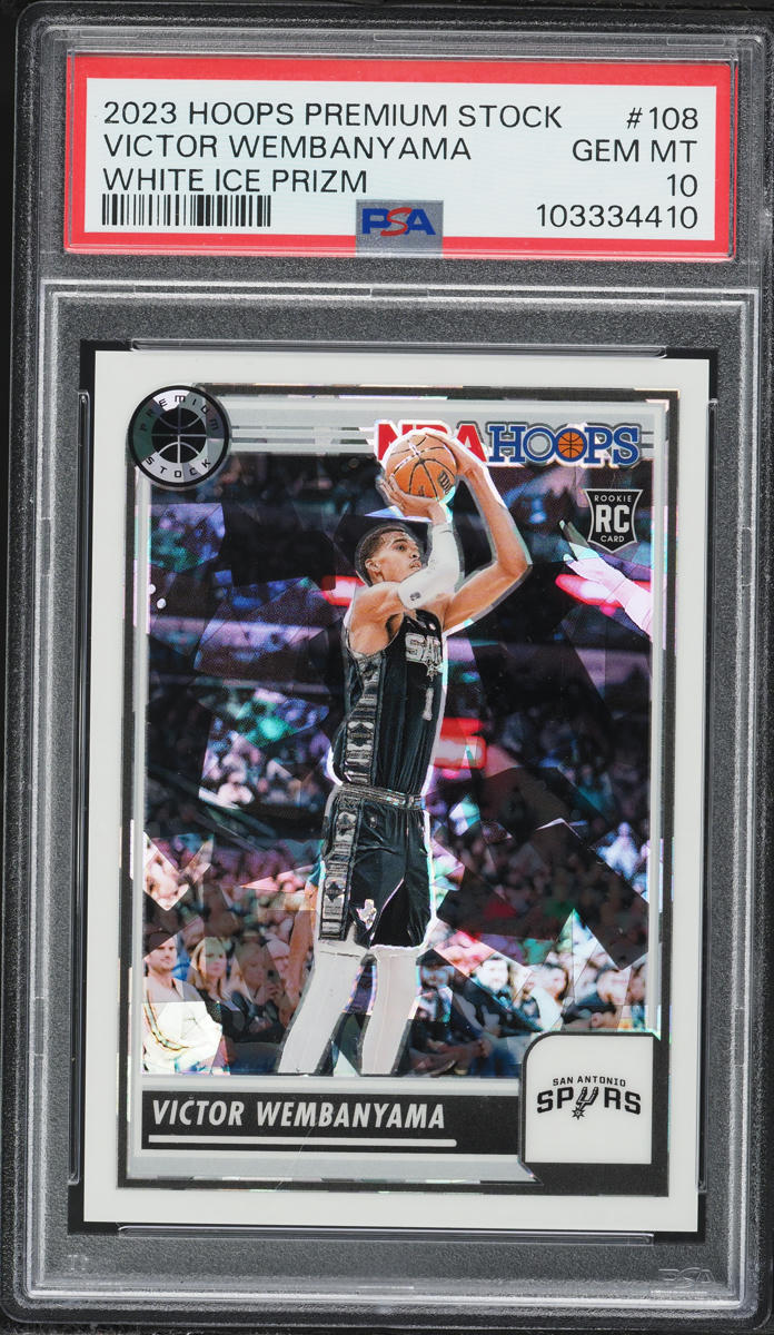 2023 Hoops Premium Stock White Ice Prizm Victor Wembanyama ROOKIE #108 PSA 10 GEM MINT