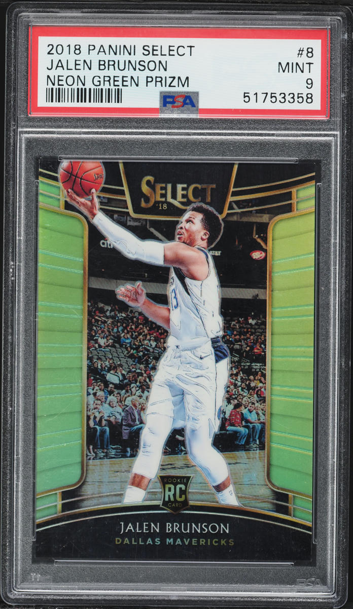 2018 Select Concourse Neon Green Prizm Jalen Brunson ROOKIE /75 #8 PSA 9 MINT