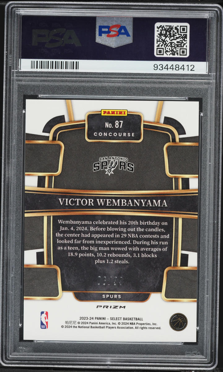 2023 Select Concourse Light Blue Disco Victor Wembanyama ROOKIE /99 #87 PSA 10 GEM MINT