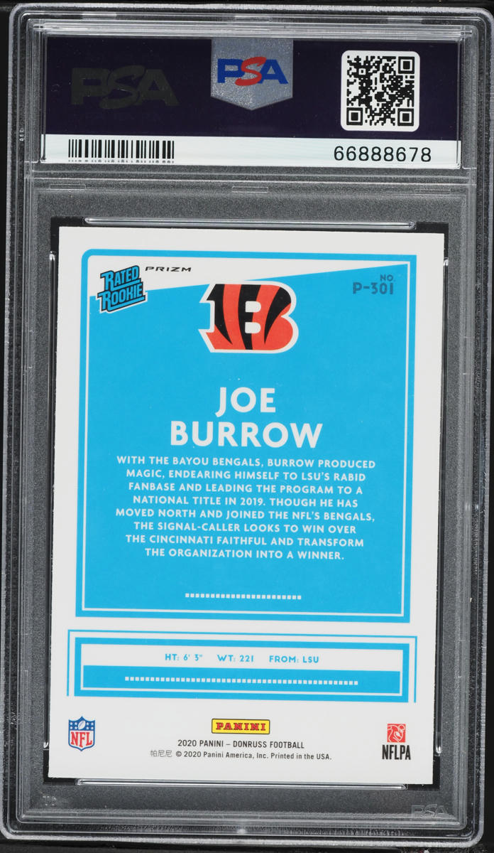 2020 Donruss Optic Preview Holo Joe Burrow ROOKIE #P301 PSA 10 GEM MINT