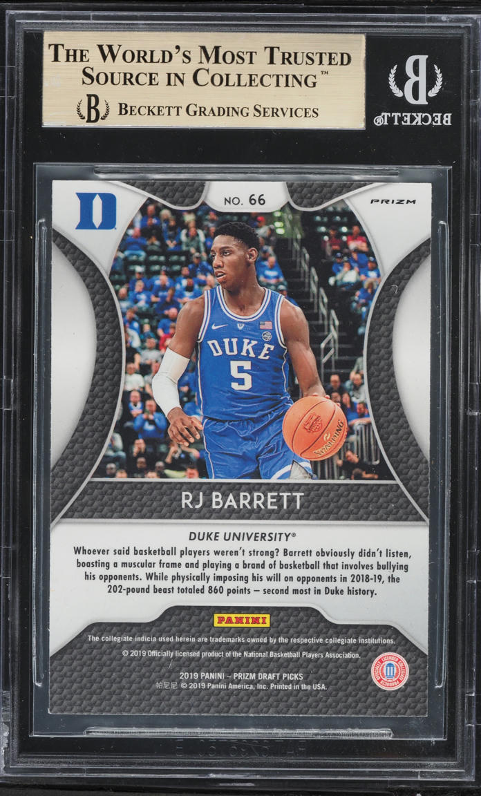 2019 Panini Prizm Draft Picks Silver R.J. Barrett ROOKIE #66 BGS 9.5 GEM MINT