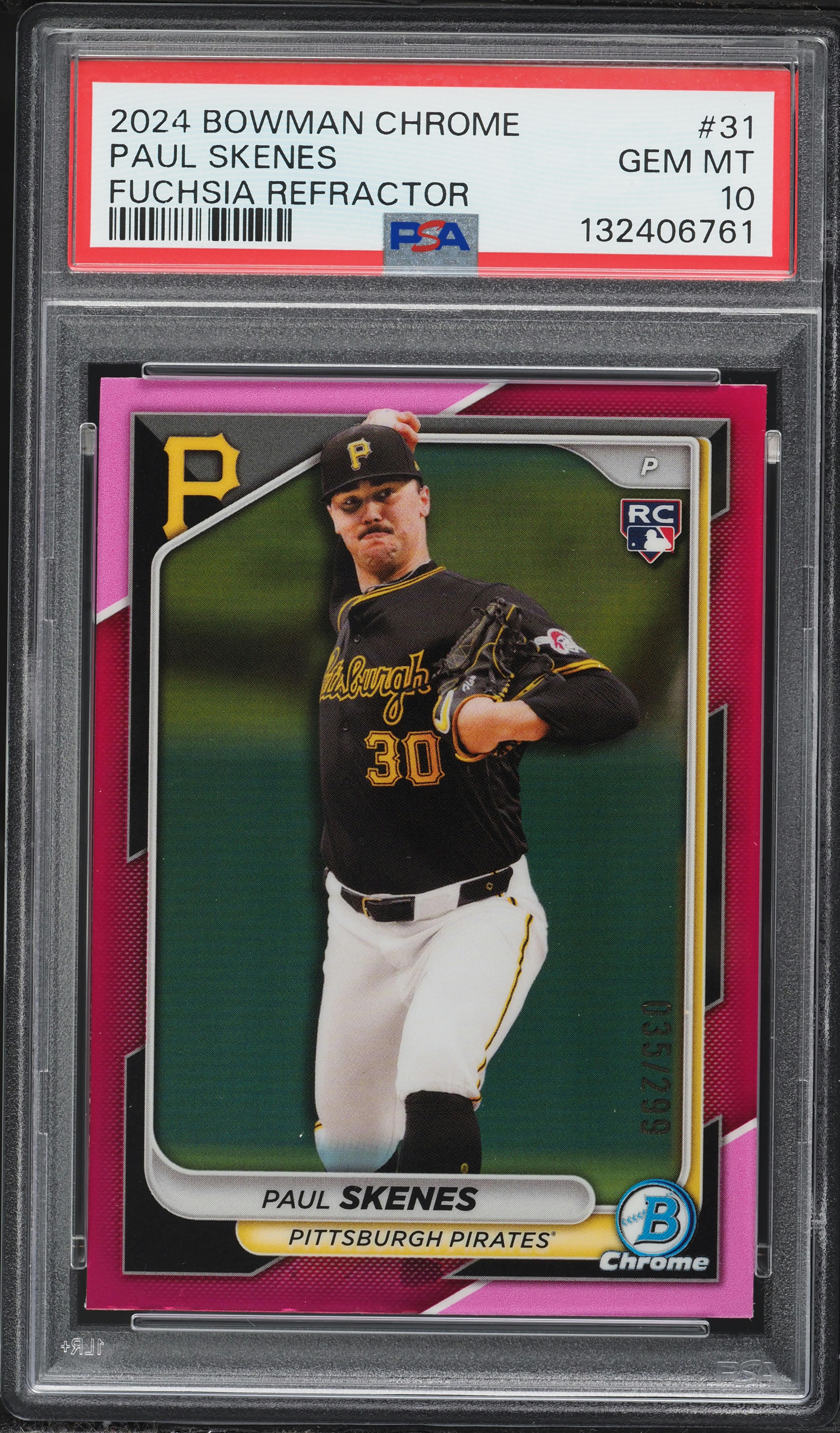 2024 Bowman Chrome Fuchsia Refractor Paul Skenes ROOKIE /299 #31 