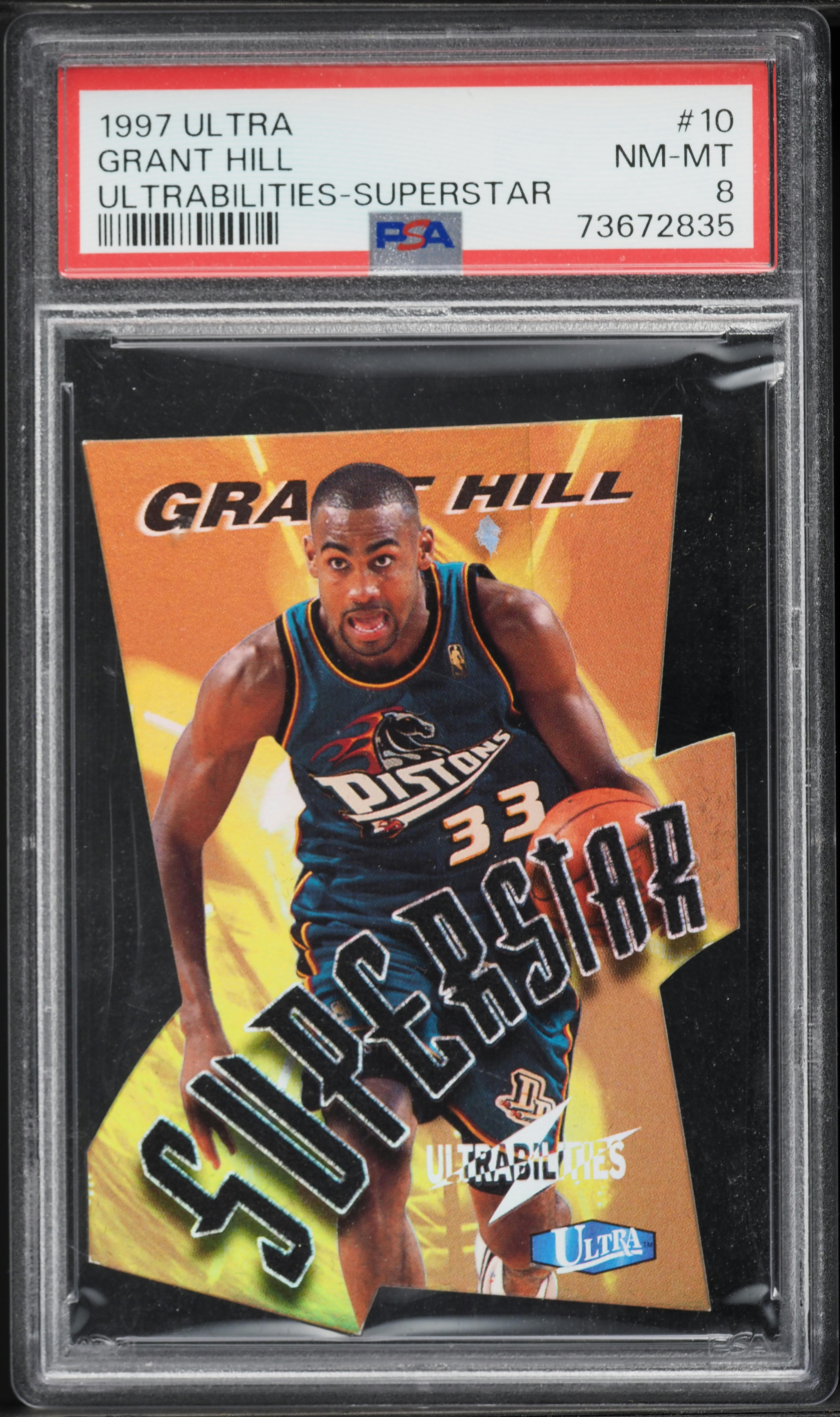 1997 Ultra Ultrabilities Superstar Die-cut Grant Hill #10 PSA 8 NM