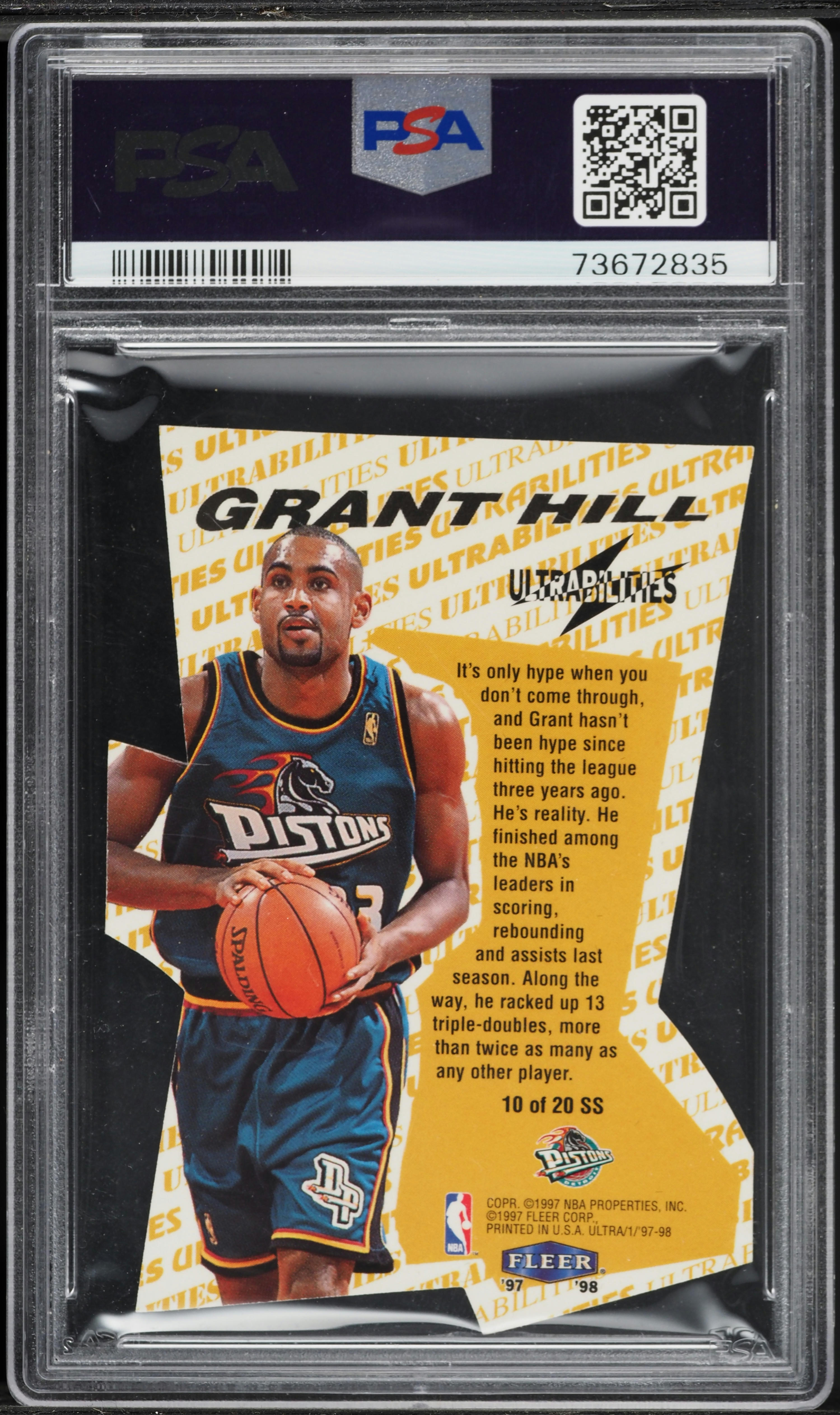 1997 Ultra Ultrabilities Superstar Die-cut Grant Hill #10 PSA 8 NM