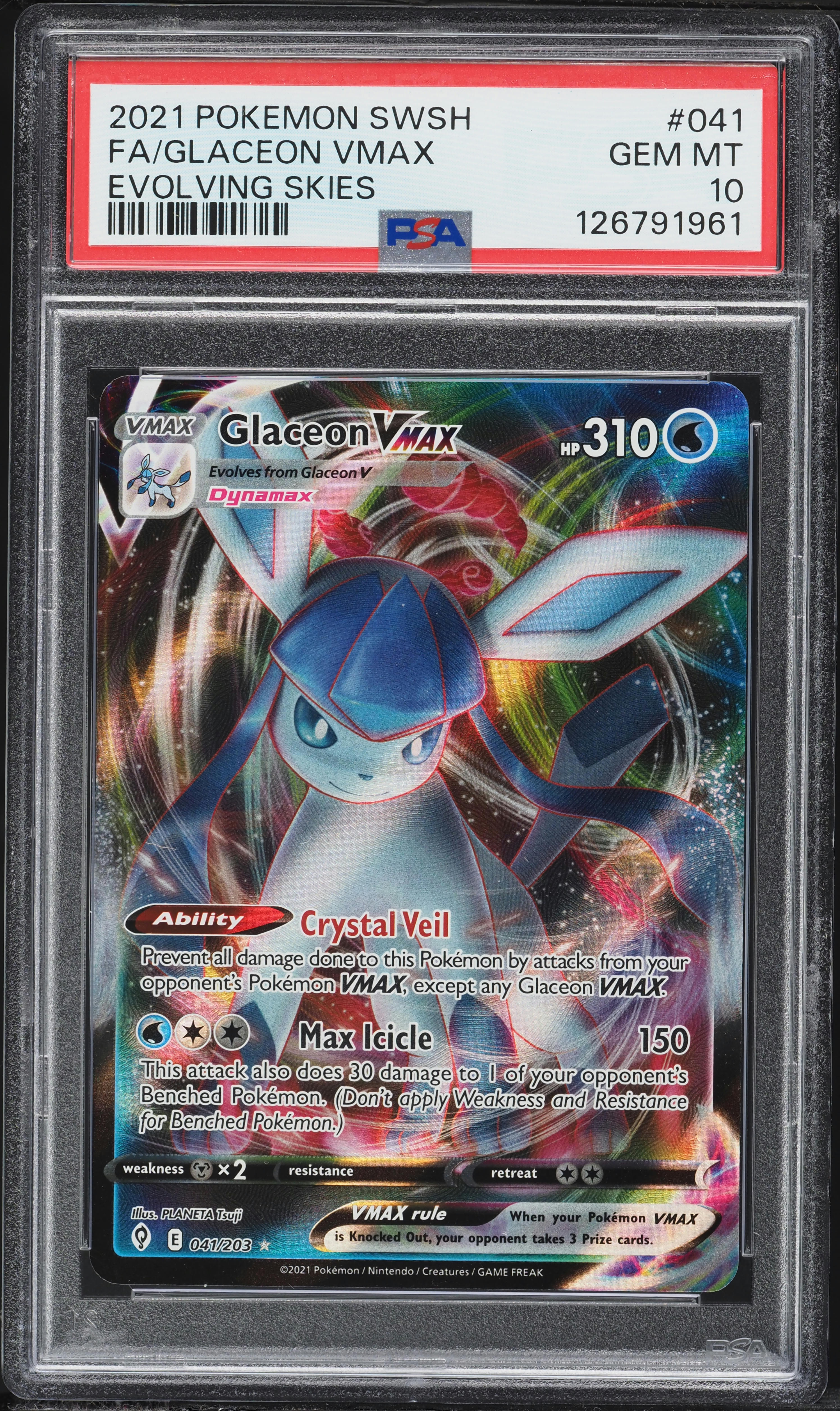 2021 Pokemon Sword & Shield Evolving Skies Alt Art Glaceon VMAX