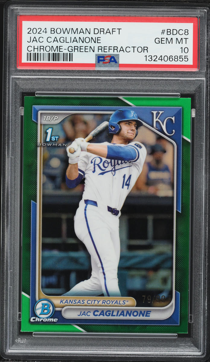 2024 Bowman Chrome Draft Green Refractor Jac Caglianone PROSPECT /99 #BDC-8 PSA 10 GEM MINT