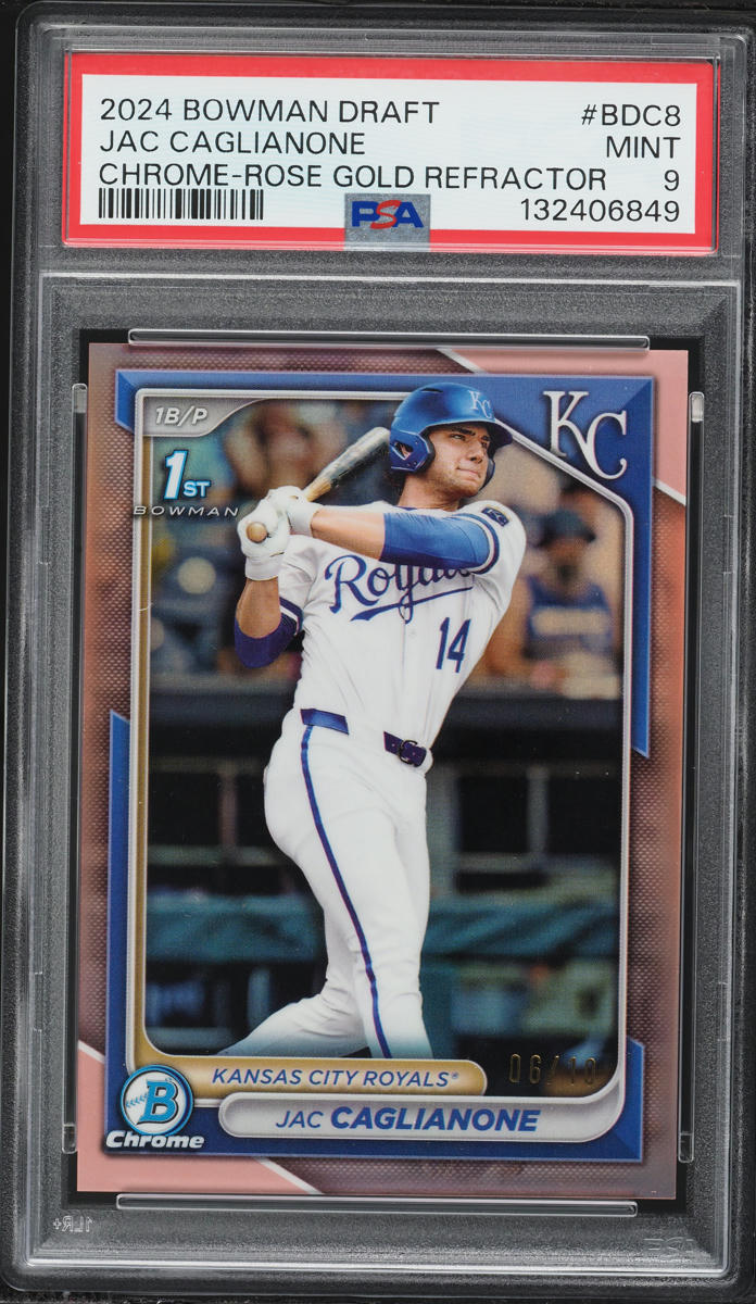2024 Bowman Chrome Rose Gold Refractor Jac Caglianone PROSPECT /10 #BDC8 PSA 9 MINT