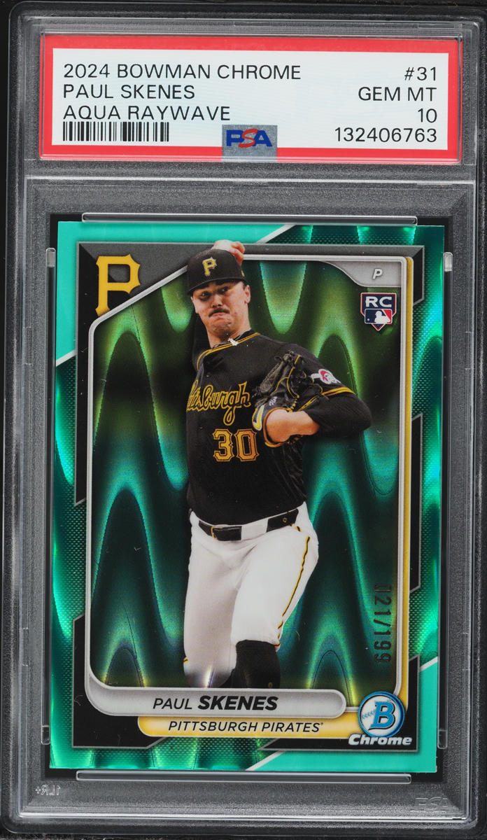2024 Bowman Chrome Aqua Raywave Paul Skenes ROOKIE /199 #31 PSA 10 GEM MINT