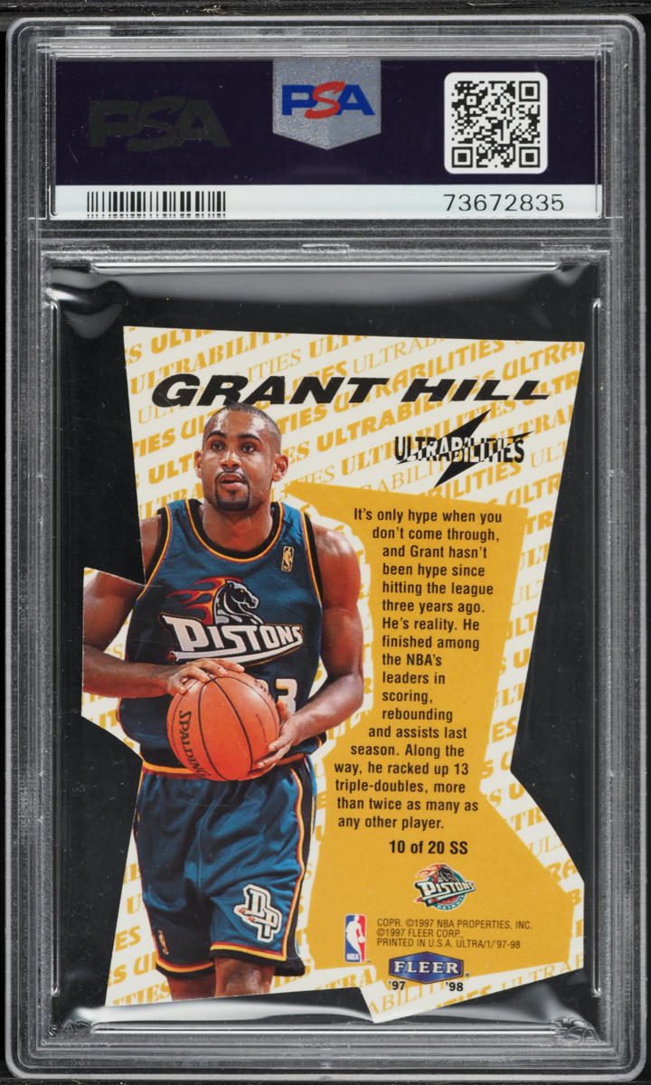 1997 Ultra Ultrabilities Superstar Die-cut Grant Hill #10 PSA 8 NM