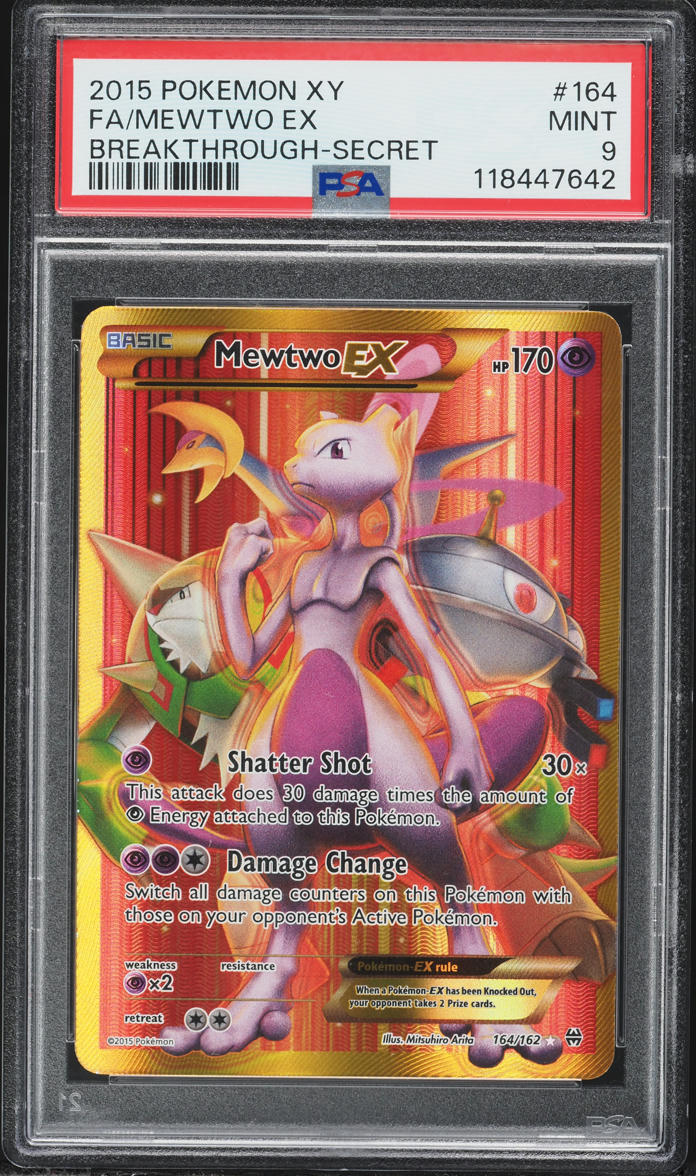 2015 Pokemon XY Breakthrough Full Art Mewtwo EX #164 PSA 9 MINT