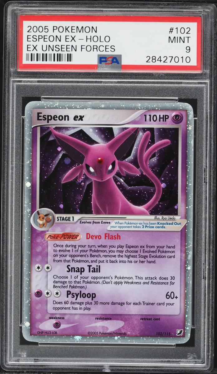2005 Pokemon EX Unseen Forces Holo Espeon EX #102 PSA 9 MINT