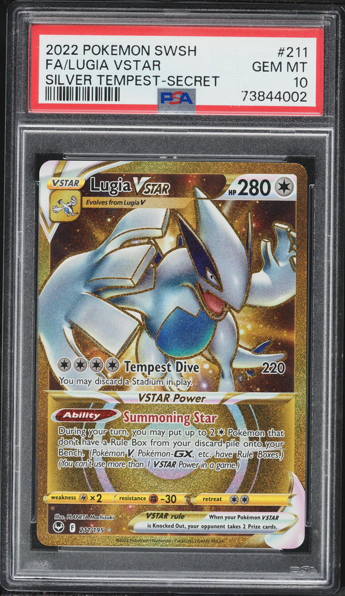 2022 Pokemon Sword & Shield Silver Tempest Gold Rare Lugia VSTAR #211 PSA 10 GEM MINT