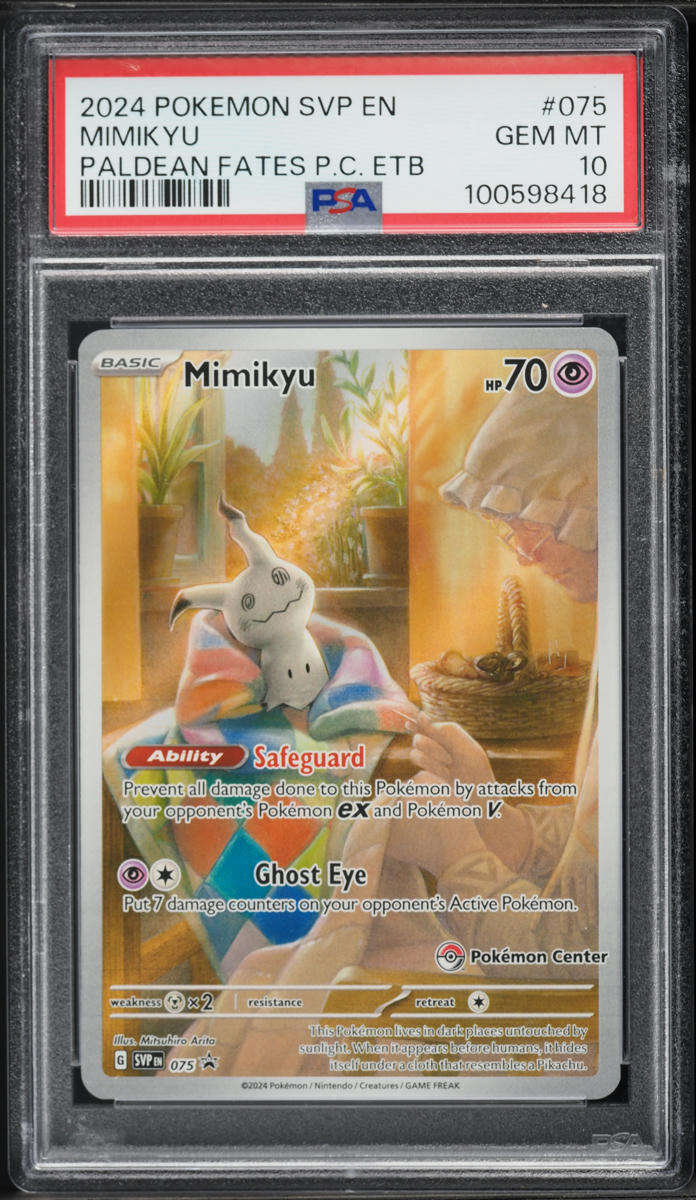 2024 Pokemon SV Black Star Promo Paldean Fates Center ETB Full Art Mimikyu #75 PSA 10 GEM MINT