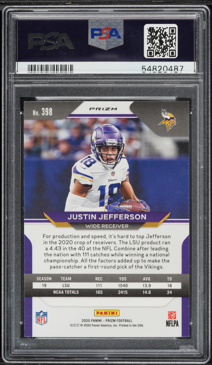 2020 Panini Prizm Orange Ice Justin Jefferson ROOKIE #398 PSA 9 MINT