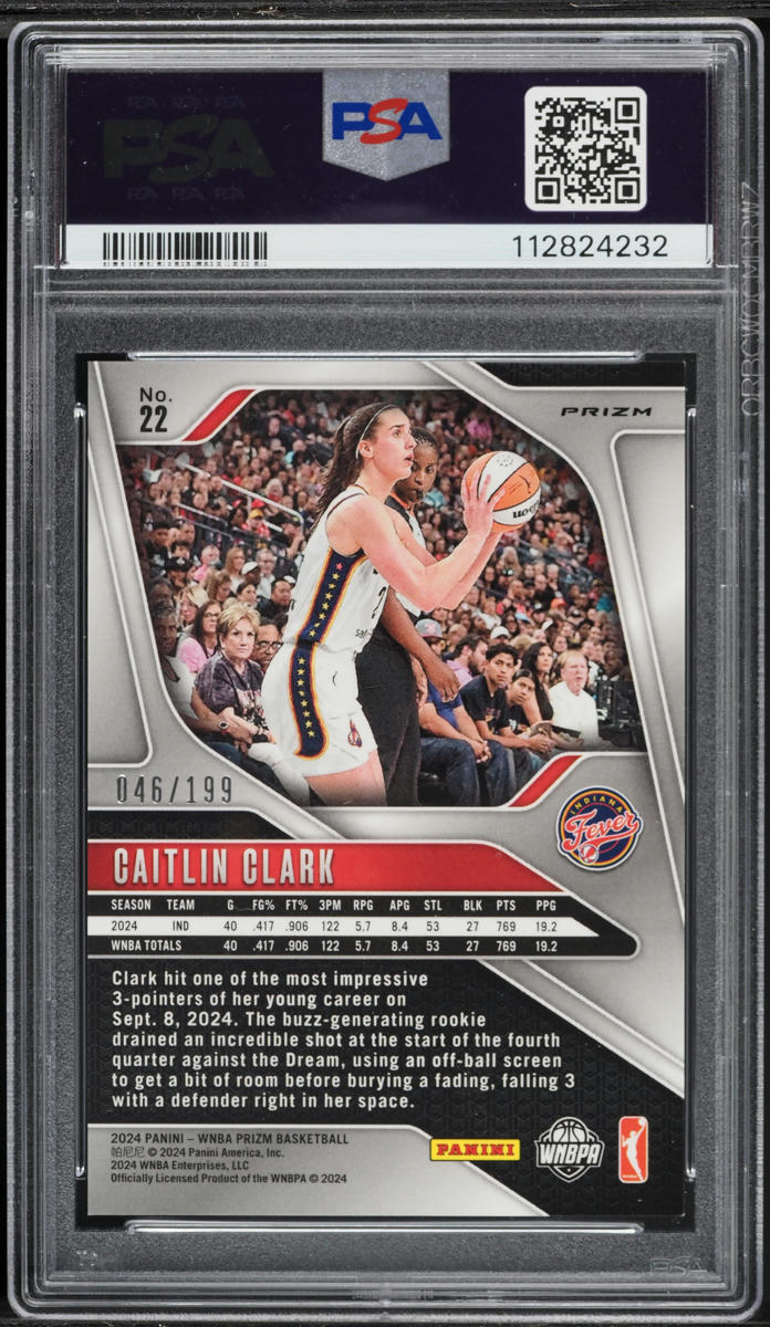 2024 Panini Prizm WNBA Blue Caitlin Clark ROOKIE /199 #22 PSA 9 MINT