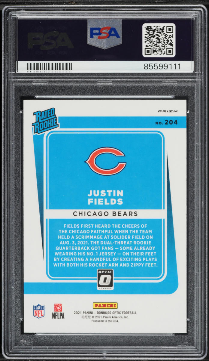 2021 Donruss Optic Purple Shock Justin Fields ROOKIE #204 PSA 10 GEM MINT
