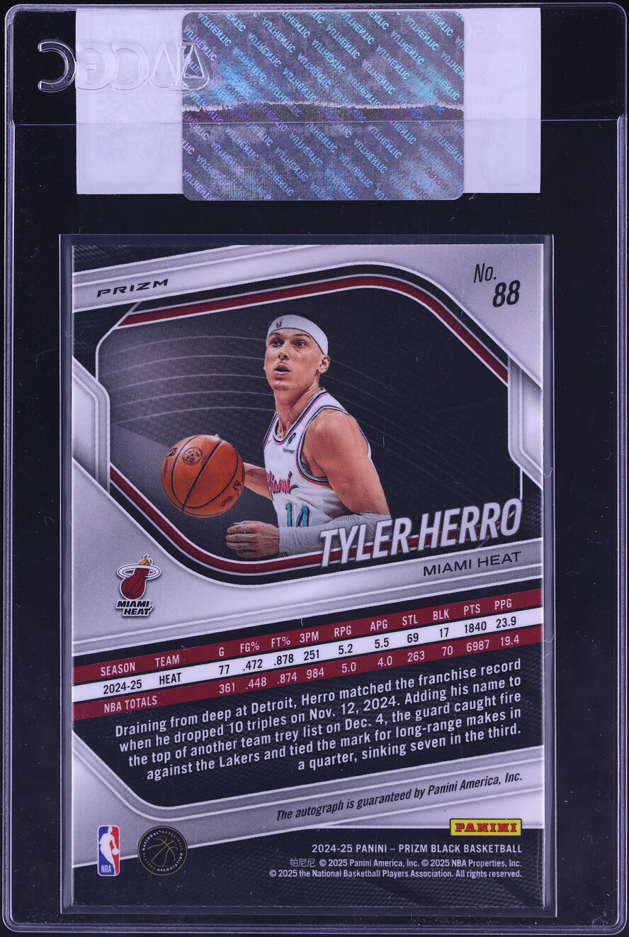2024 Panini Prizm Black Silver Tyler Herro AUTO #88 CGC AUTH on
