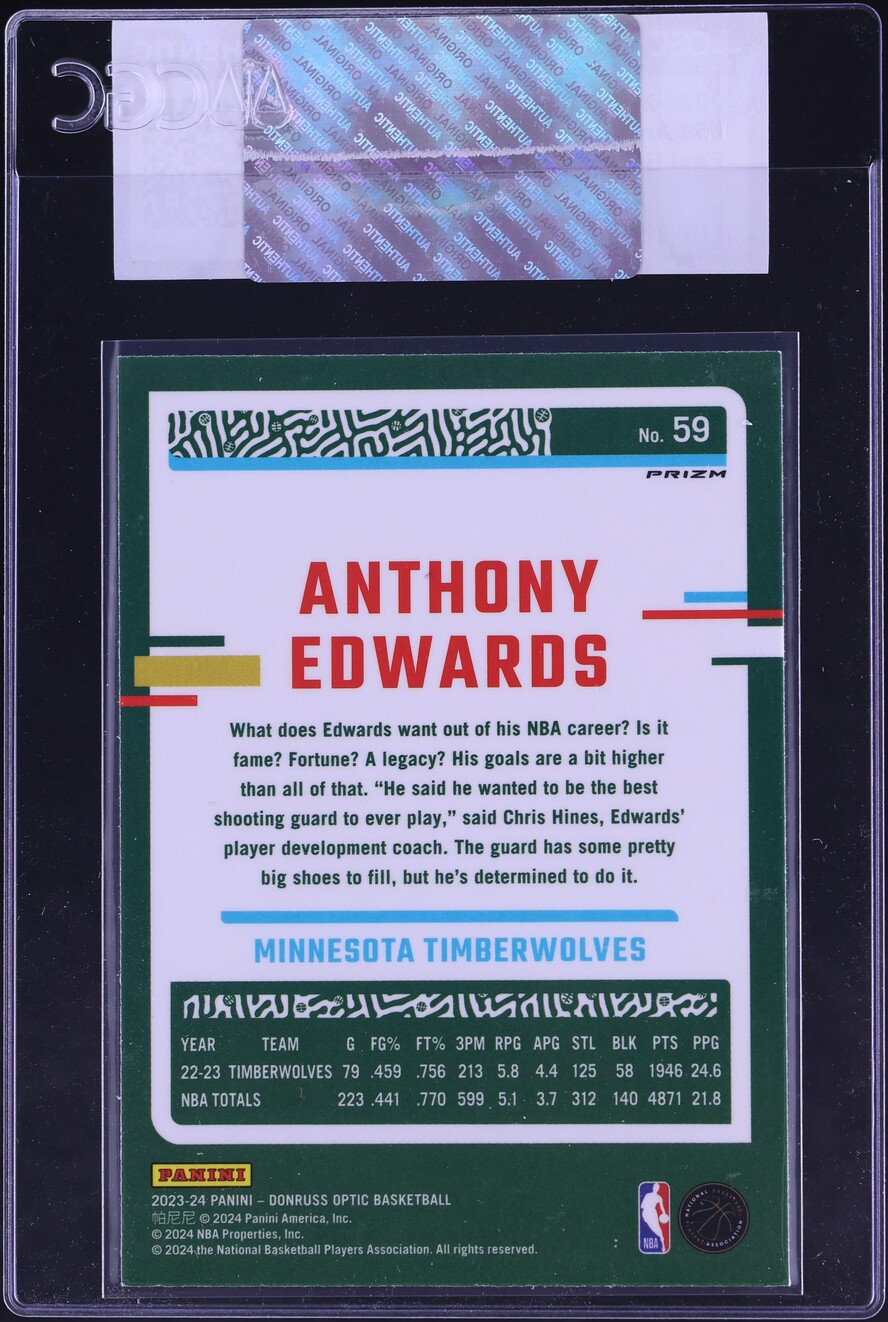 2023 Donruss Optic Fast Break Holo Anthony Edwards #59 CGC AUTH