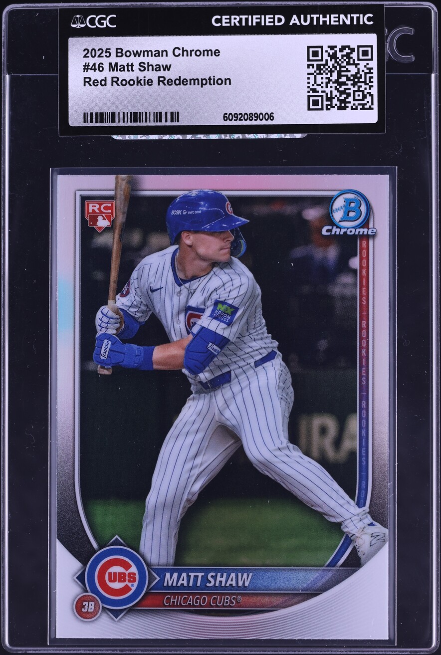 2025 Bowman Chrome Red Redemption Matt Shaw ROOKIE #46 CGC AUTH