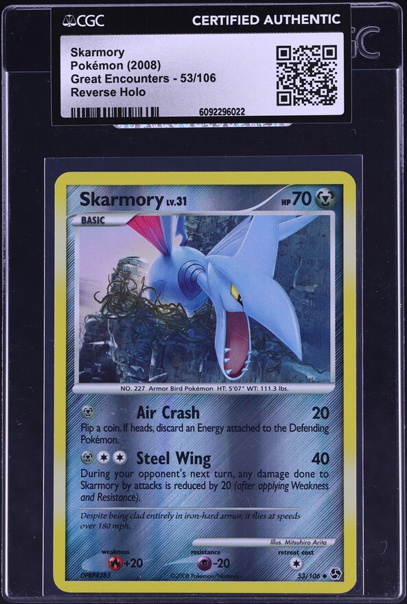 2008 Pokemon Diamond & Pearl Great Encounters Reverse Holo Skarmory #53 CGC AUTH