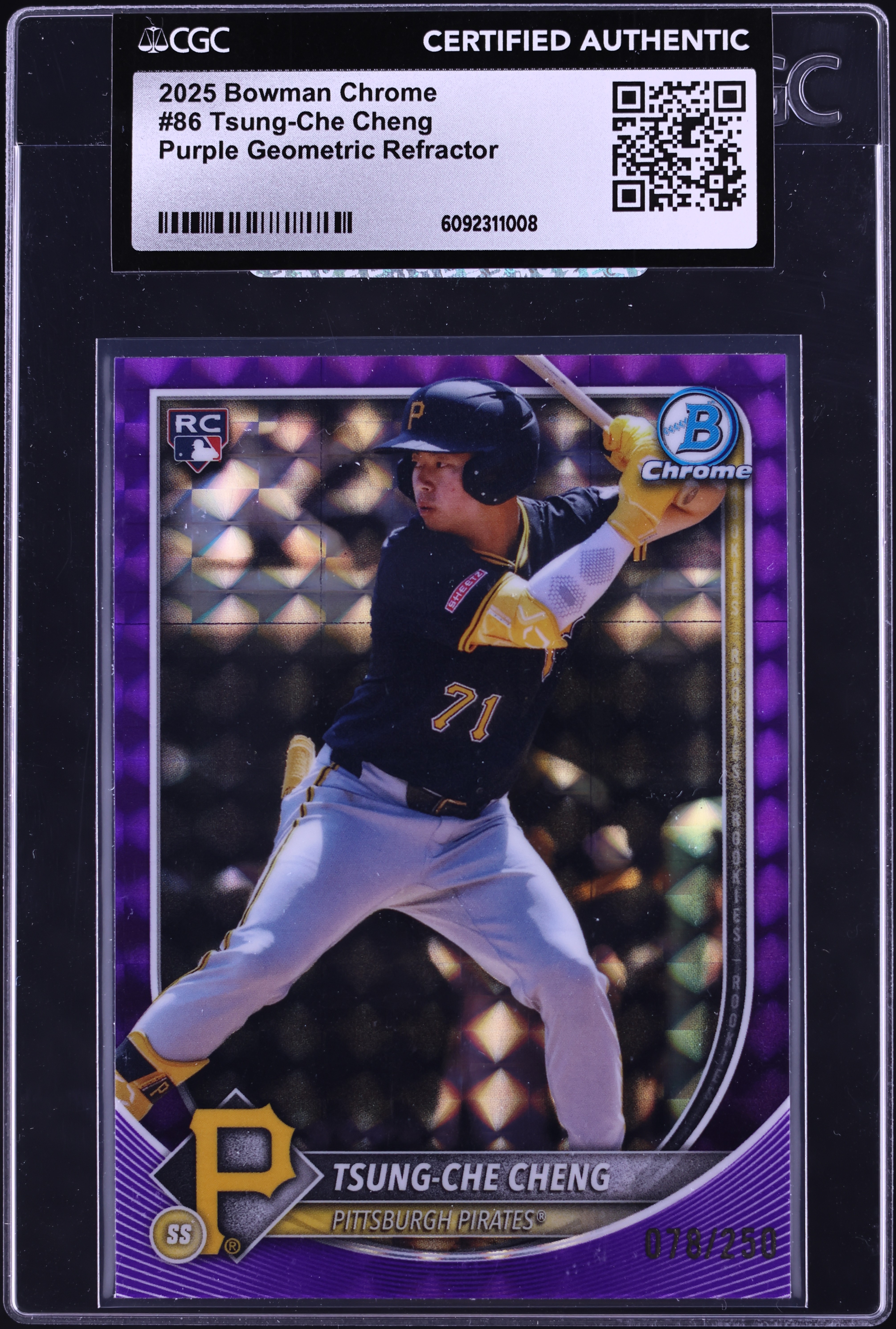 2025 Bowman Chrome Purple Geometric Refractor Tsung-Che Cheng