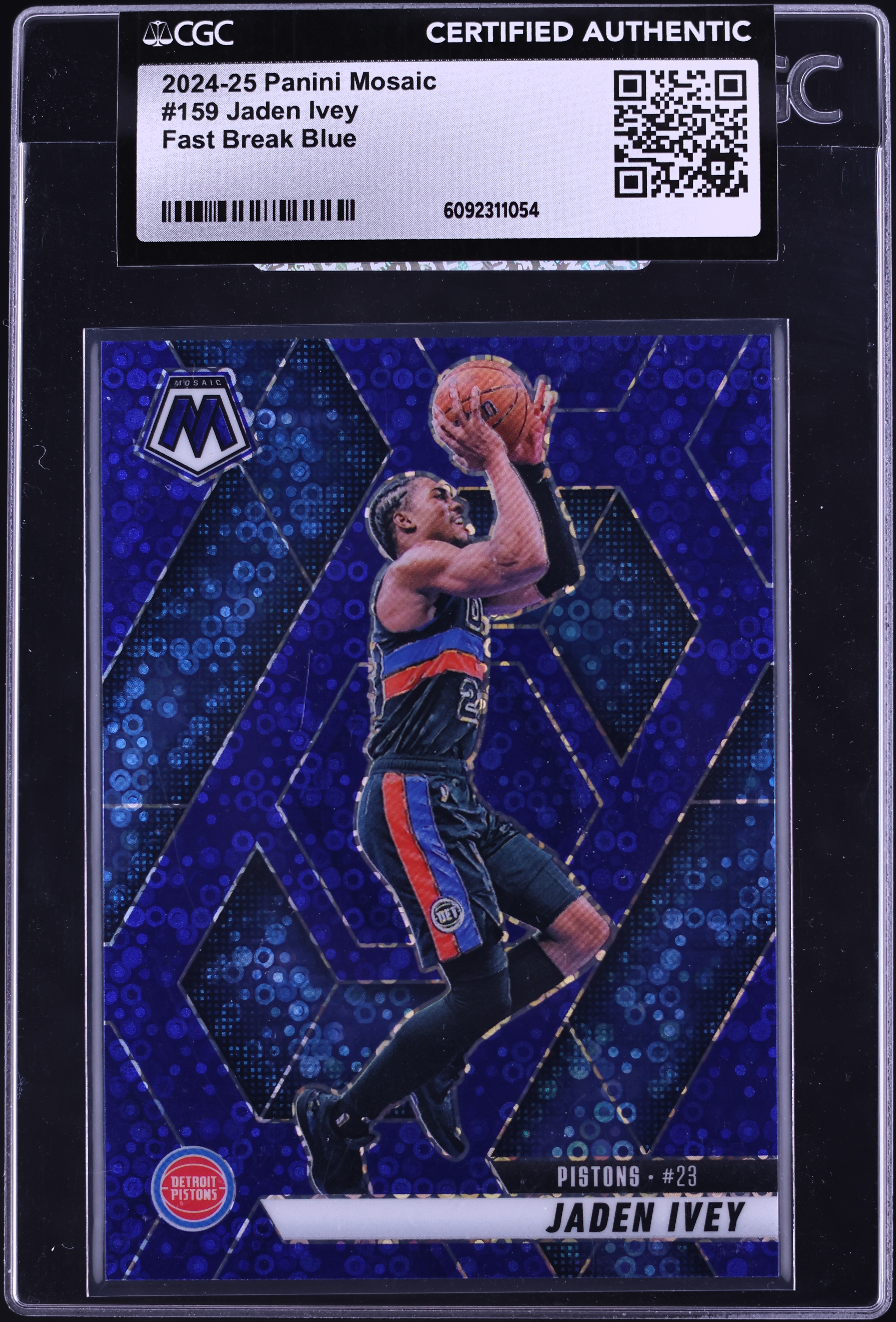 2024 Panini Mosaic Fast Break Blue Jaden Ivey /85 #159 CGC AUTH on