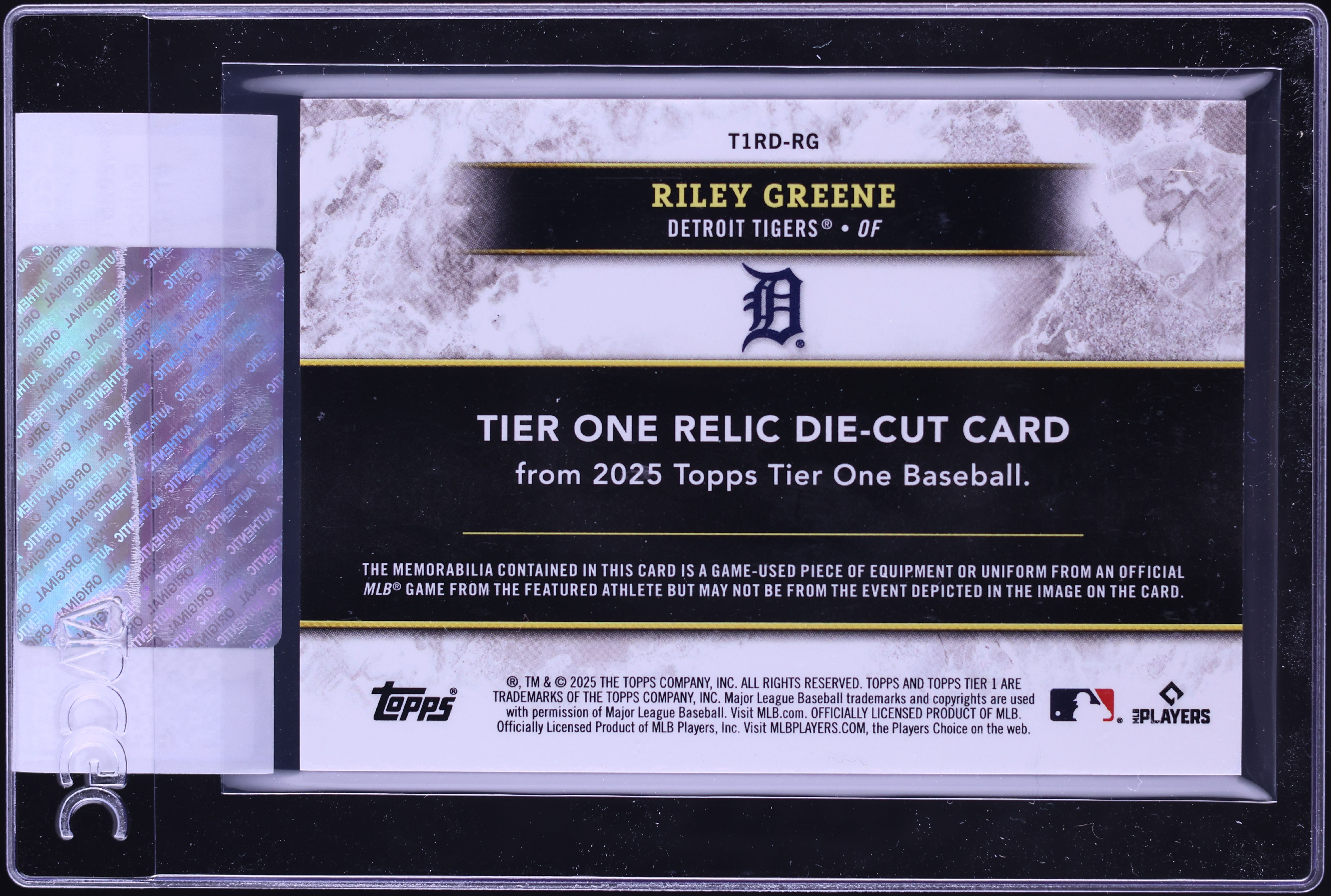 2025 Topps Tier One Relics Riley Greene PATCH /199 #T1RD-RG CGC 