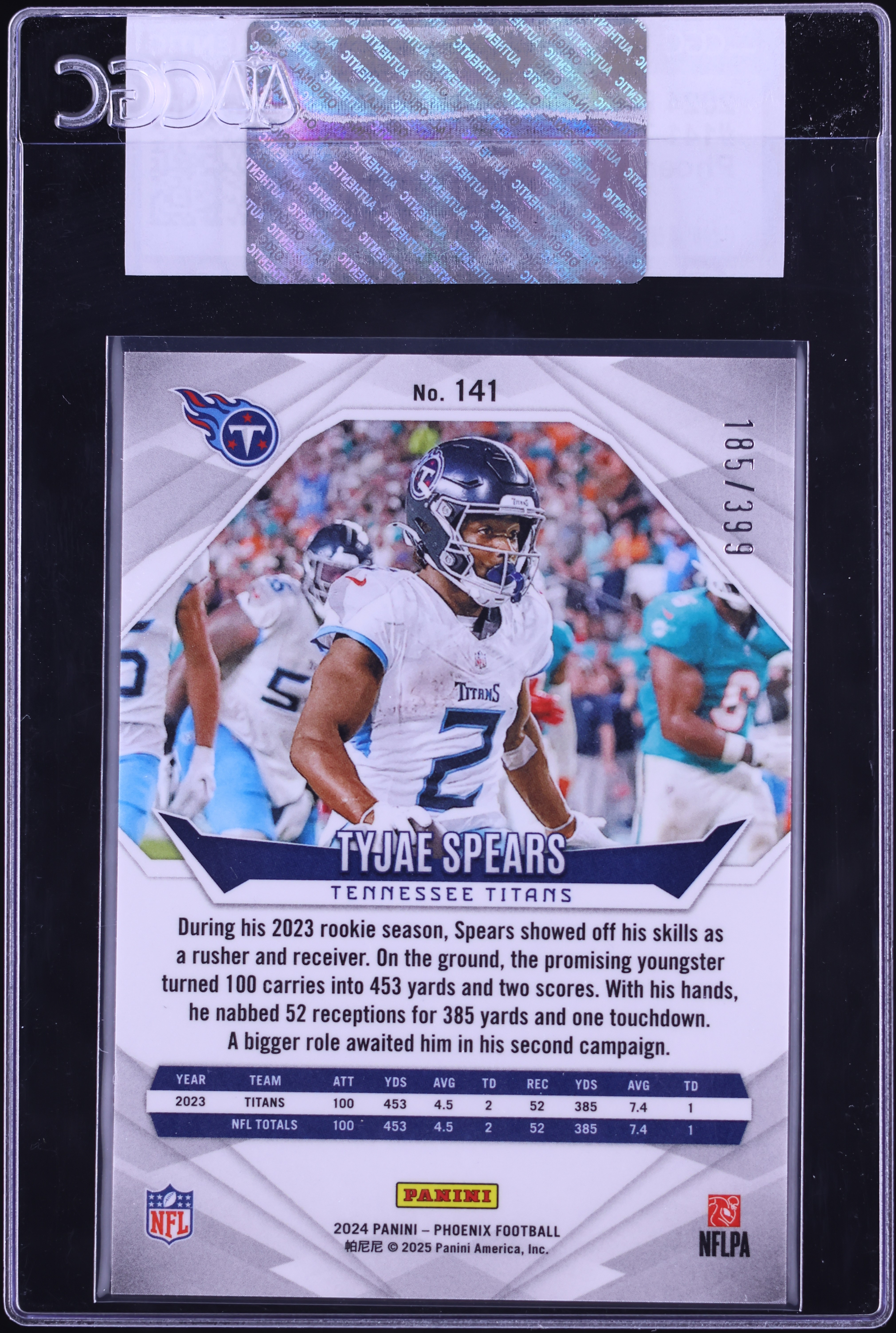 2024 Panini Phoenix Tyjae Spears /399 #141 CGC AUTH on Fanatics