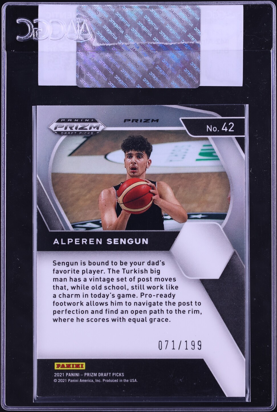 2021 Panini Prizm Draft Picks Blue Alperen Sengun ROOKIE /199 #42 CGC AUTH