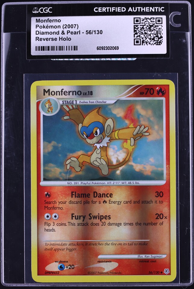 2007 Pokemon Japanese Bandai Carddass Zukan Diamond & Pearl Monferno #5 CGC  10 GEM MINT on Fanatics Collect