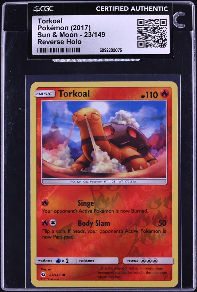 2017 Pokemon Sun & Moon Reverse Holo Torkoal #23 CGC AUTH
