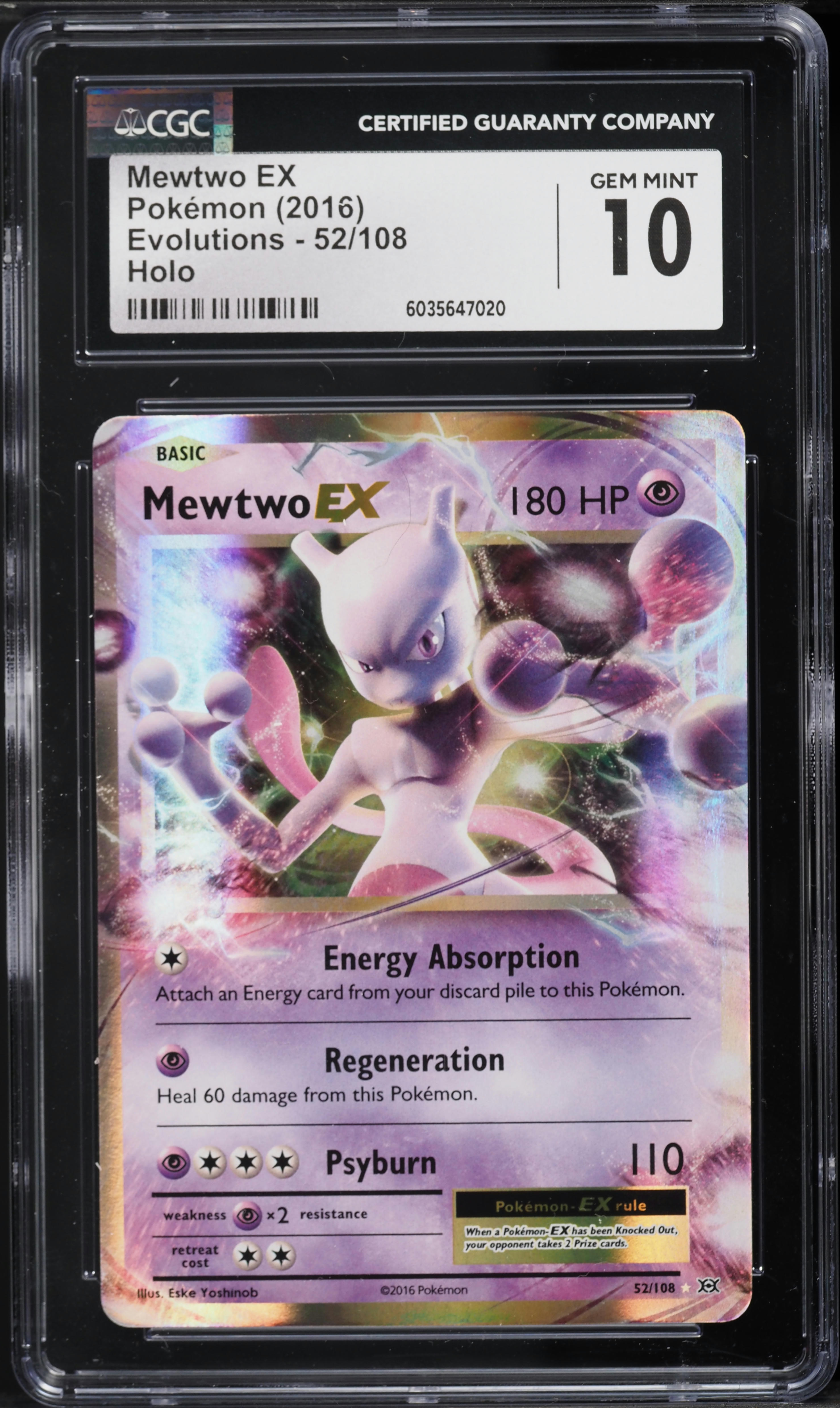 2016 Pokemon XY Evolutions Mewtwo EX #52 CGC 10 GEM MINT on