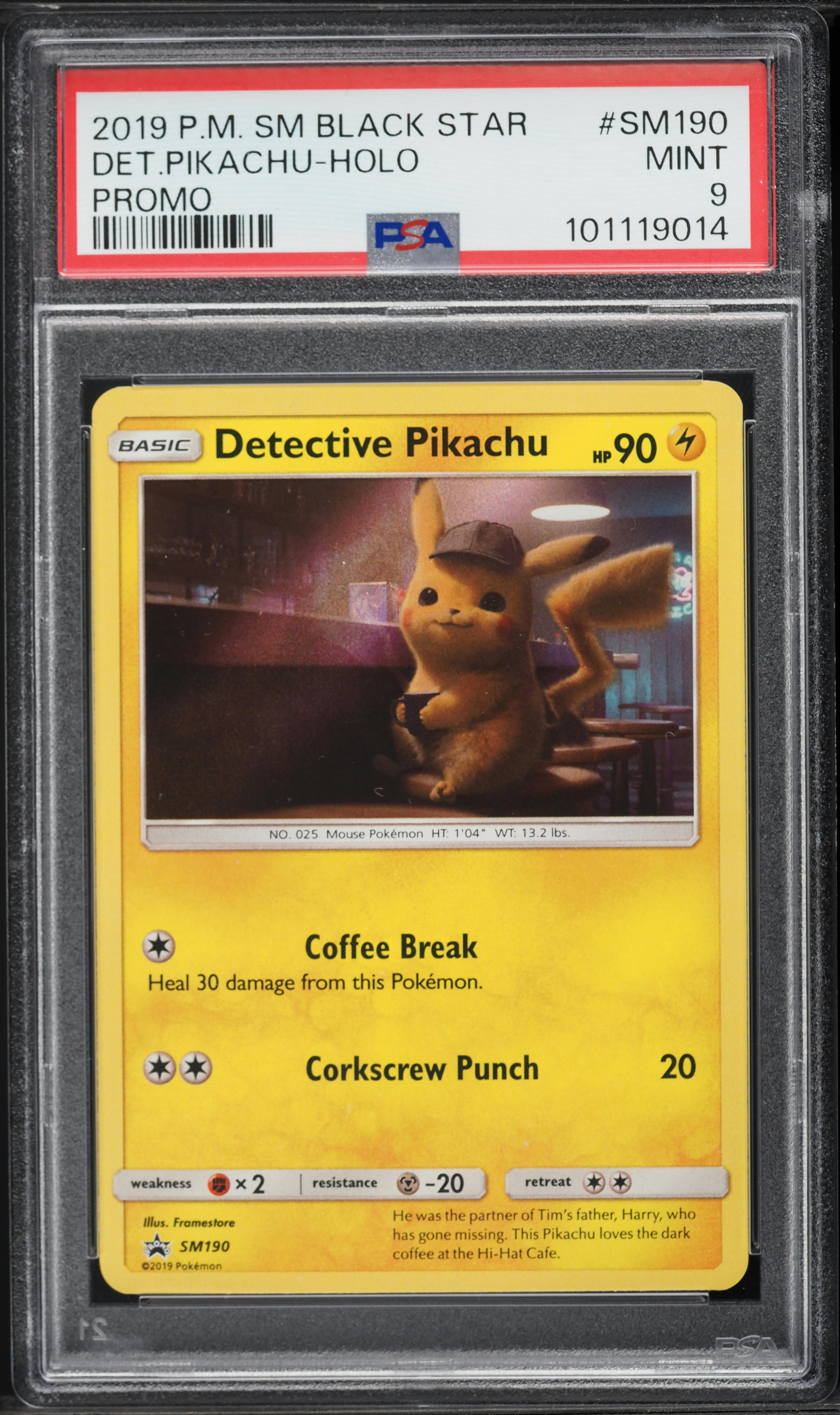Pokemon Card: Detective Pikachu SM190 Holo Foil Rare Pikachu - Near Mint  Condition