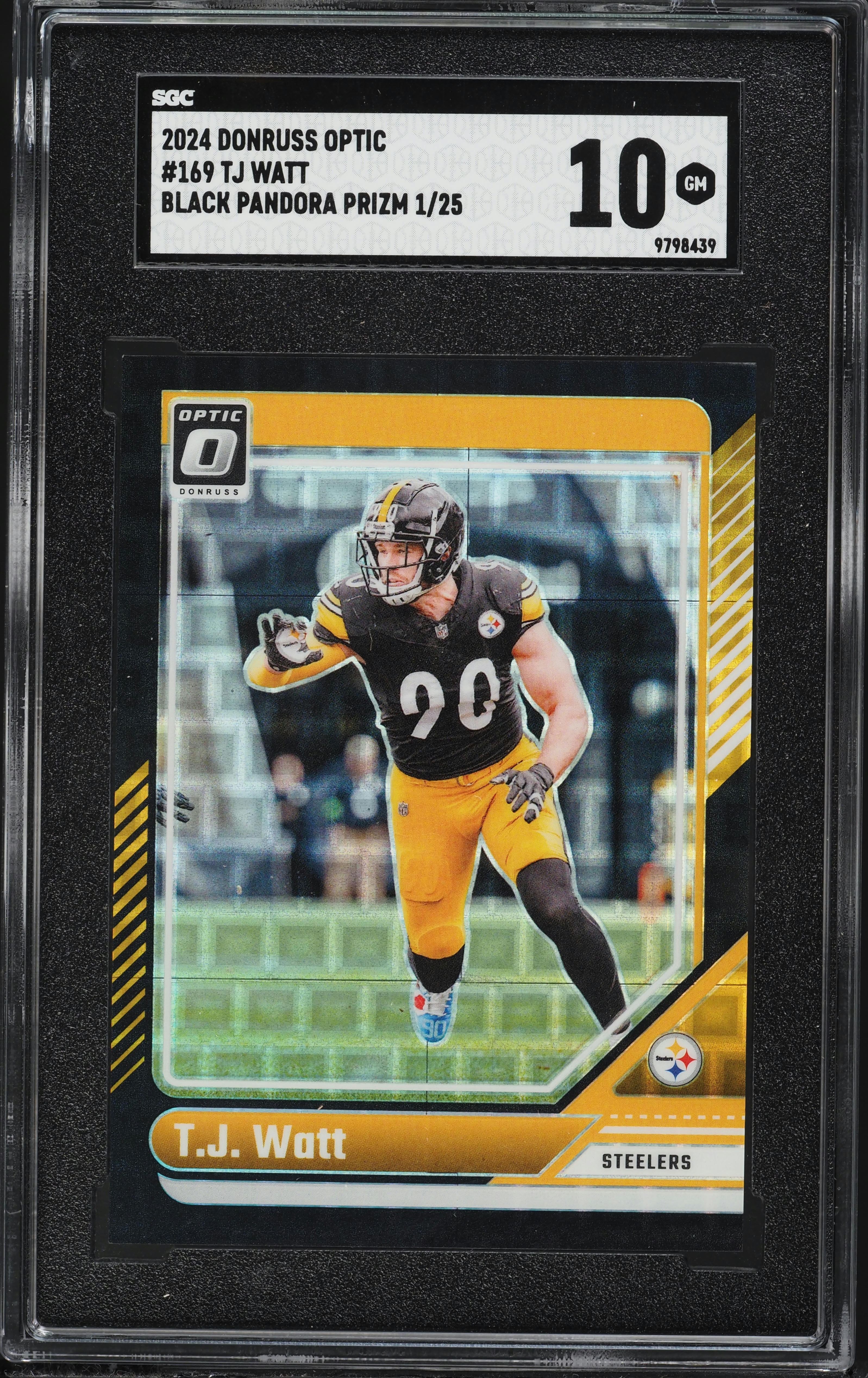 2024 Donruss Optic Black Pandora Prizm TJ Watt /25 #169 SGC 10 GEM