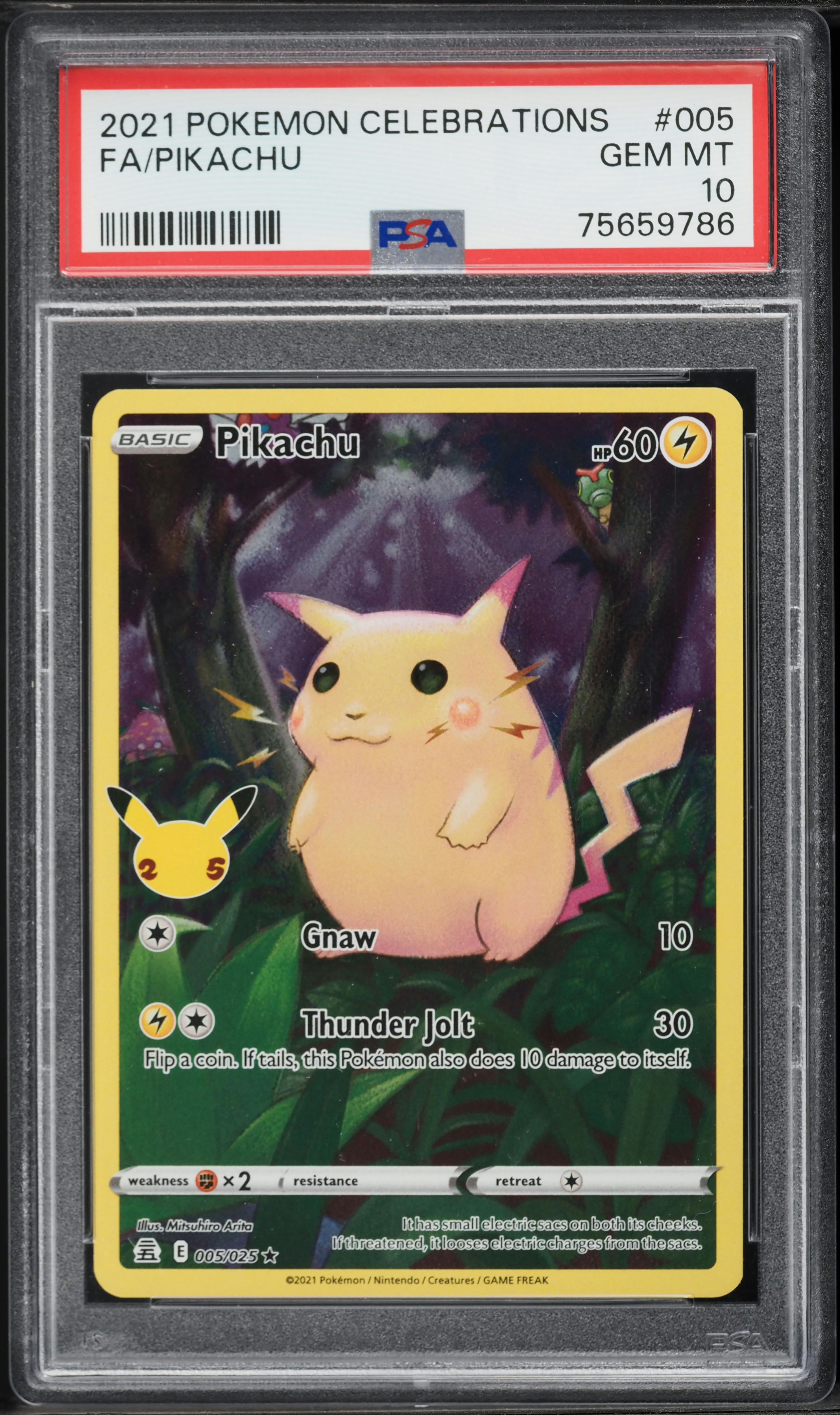 2021 Pokemon Sword & Shield Celebrations Full Art Pikachu #5 PSA
