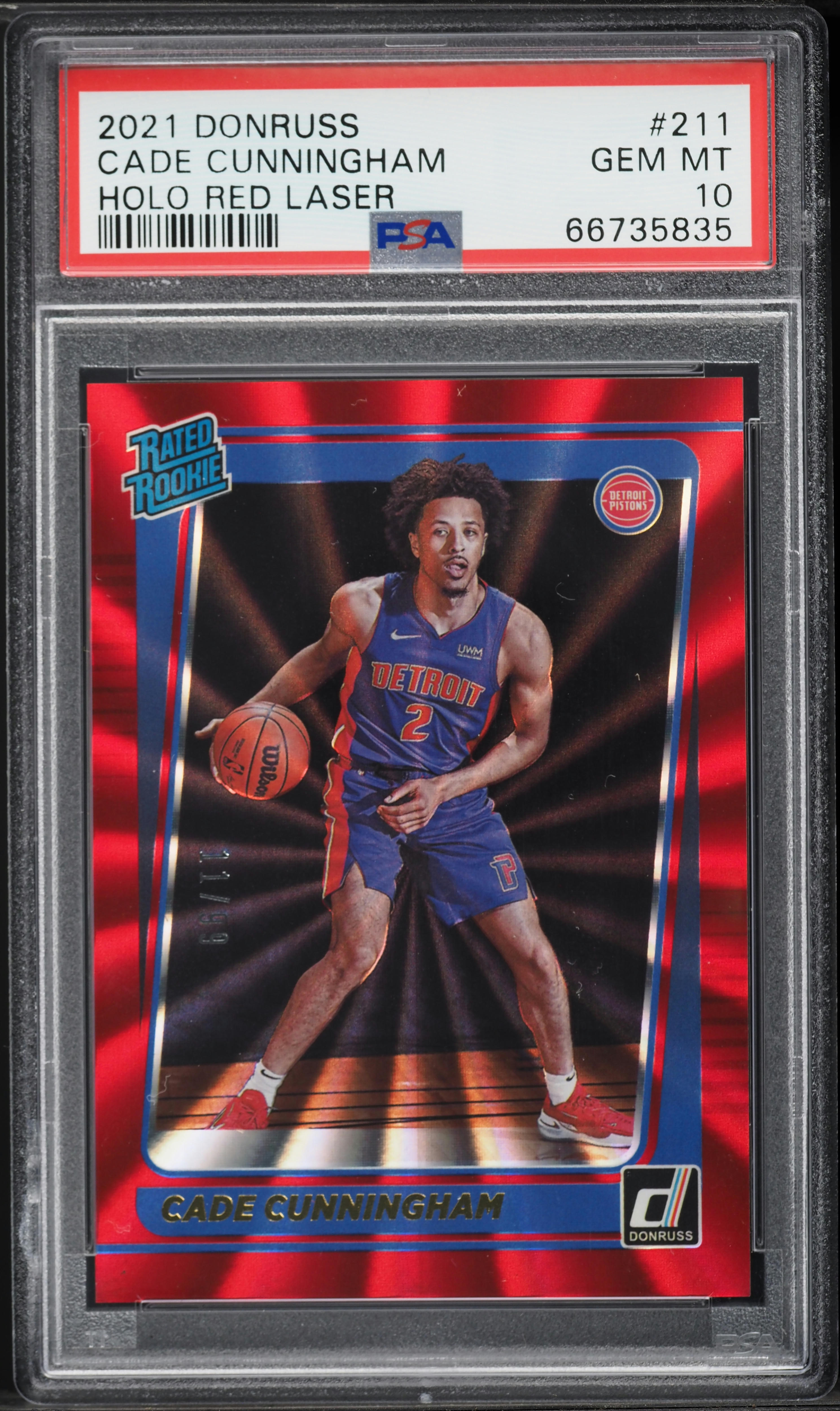 2021 Donruss Red Laser Cade Cunningham ROOKIE /99 #211 PSA 10 GEM