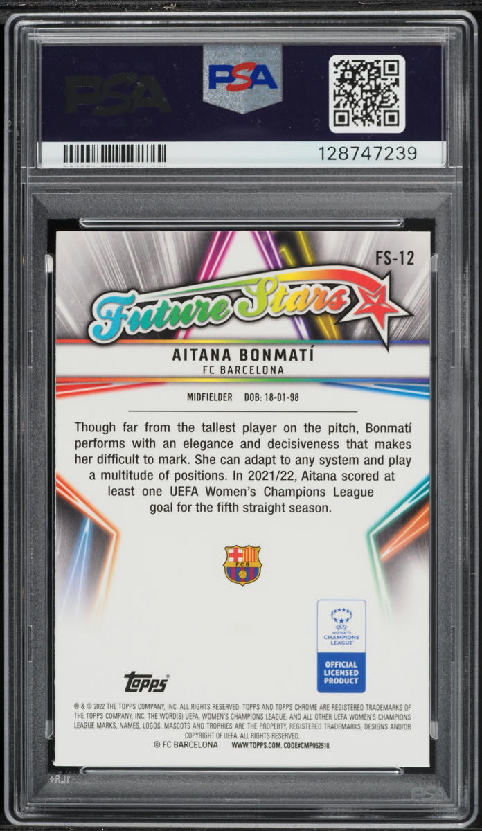 2021 Topps Chrome UEFA Women's CL Future Stars Aitana Bonmati ROOKIE #FS-12 PSA 10 GEM MINT