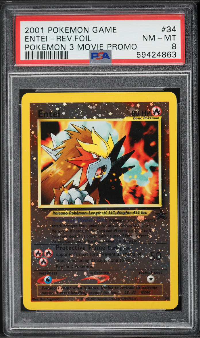 2001 Pokemon Movie 3 Promo Reverse Holo Entei #34 PSA 8 NM-MT on