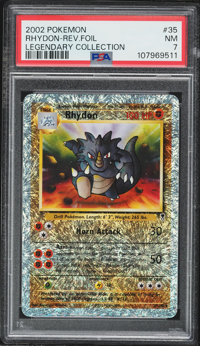 2002 Pokemon Legendary Collection Reverse Holo Rhydon #35 PSA 7 NRMT