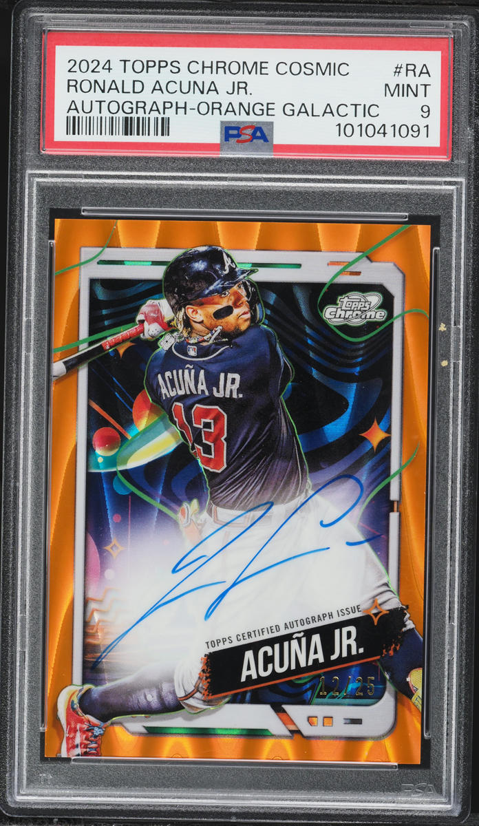 2024 Topps Chrome Cosmic Orange Galactic Ronald Acuna Jr. AUTO /25 #RA PSA 9 MINT