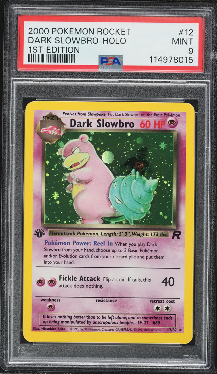 2000 Pokemon Team Rocket 1st Edition Holo Dark Slowbro #12 PSA 9 MINT
