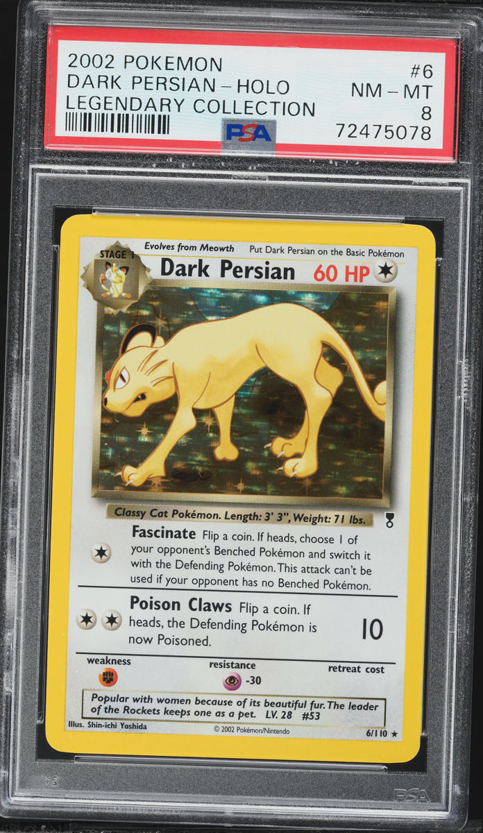 2002 Pokemon Legendary Collection Holo Dark Persian #6 PSA 8 NM-MT