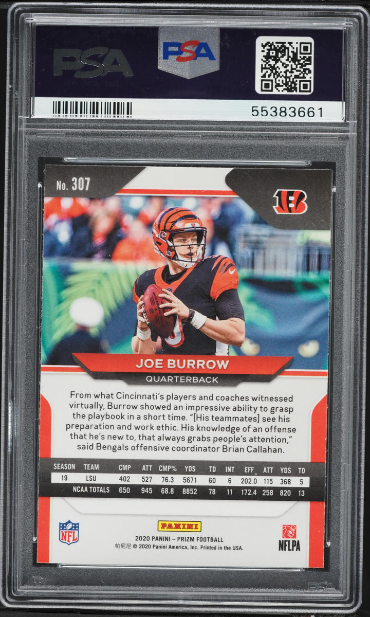 2020 Panini Prizm Variation Joe Burrow ROOKIE #307 PSA 10 GEM MINT